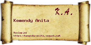 Kemendy Anita névjegykártya